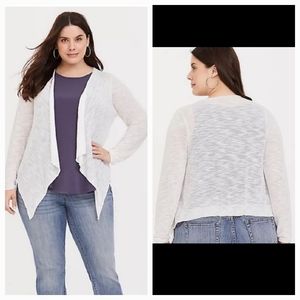 Torrid White Drape Front Cardigan 5x